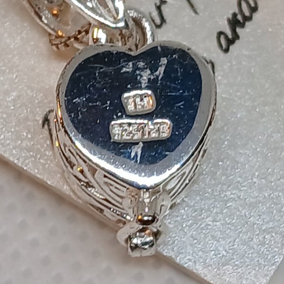 NWT 18" Chain Vintage Sterling Silver 925 Prayer Box Heart Locket Necklace #15W - Picture 4 of 8